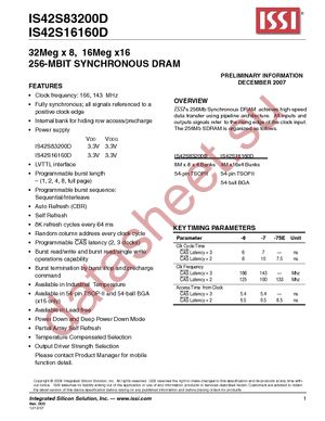 IS42S16160D-6B datasheet  